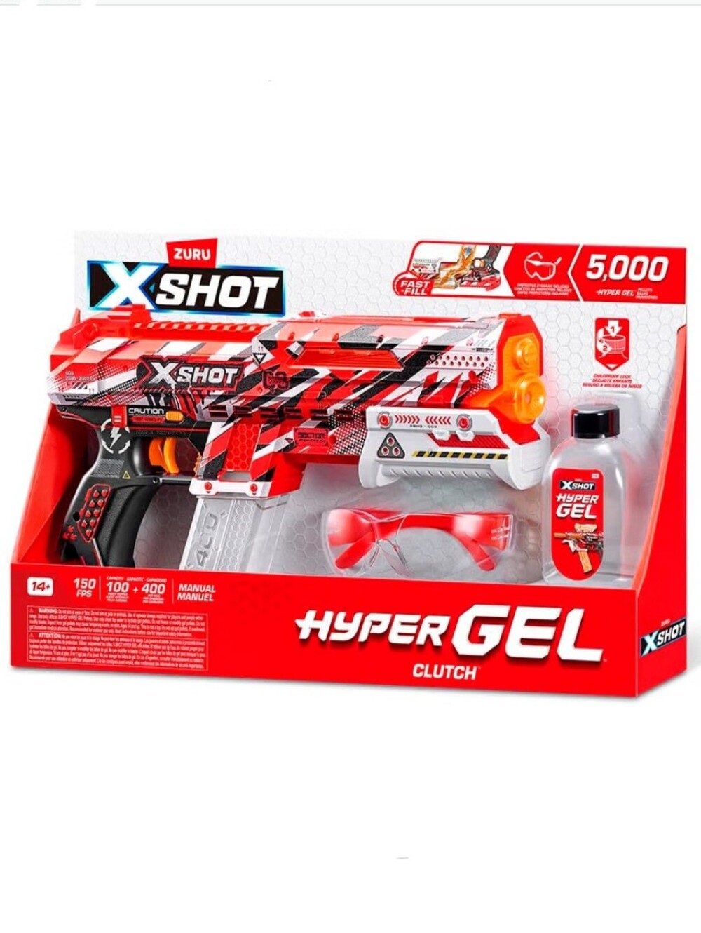 Zuru X-Shot Hyper Gel Clutch Blaster With (5,000) Pellets Playset, Kids Gift Toy